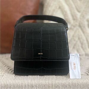 JW PEI Black Croc-Embossed Women's Bag